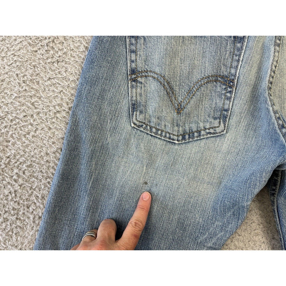 Levis 511 Jeans Mens Size 32x31 (32x32.5) Denim Straight Leather Patches Raw Hem - Picture 10 of 11